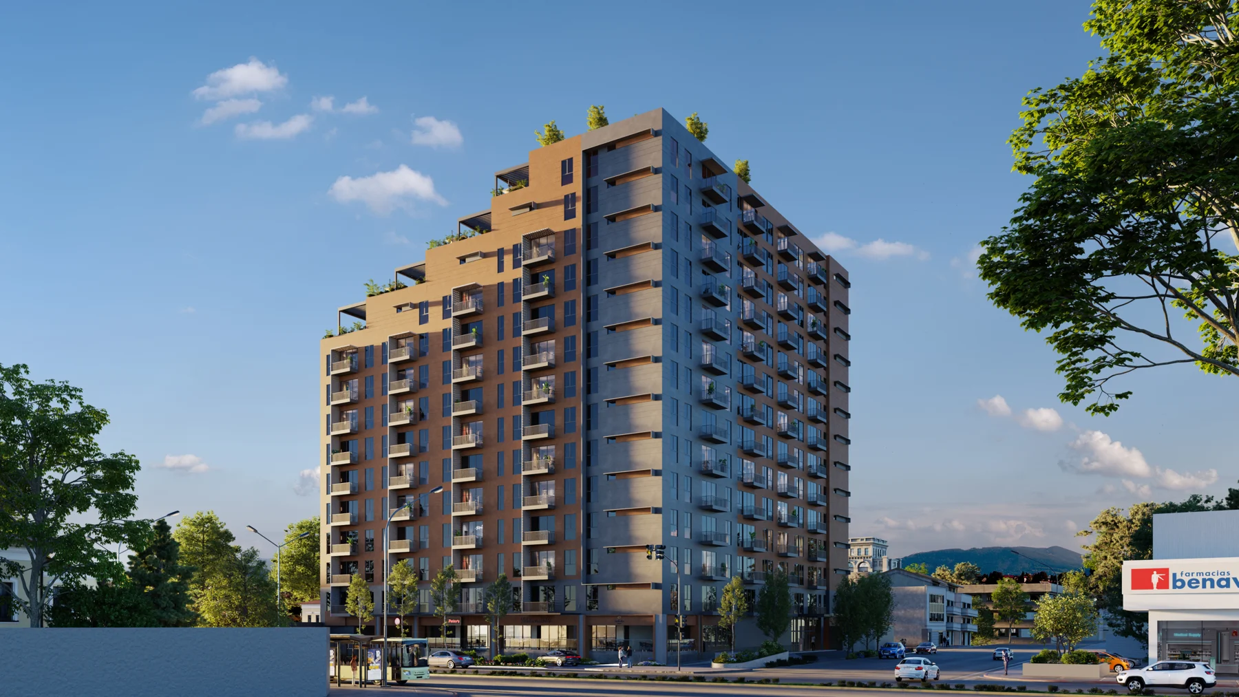 Union Square, render exterior del material comercial